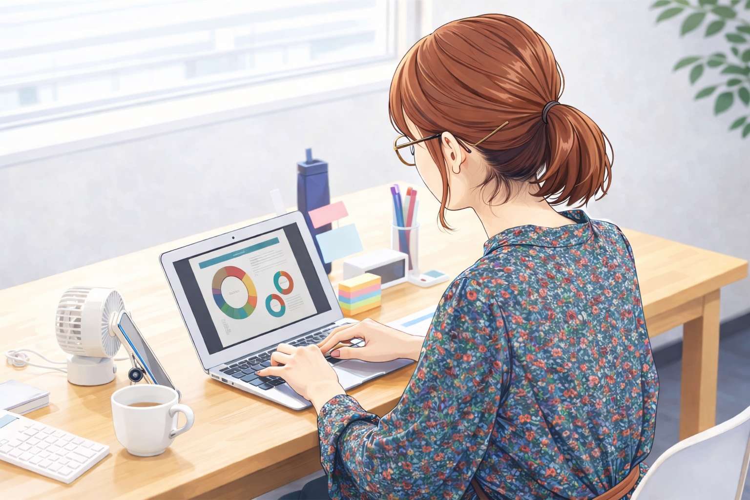 在宅で作業する女性